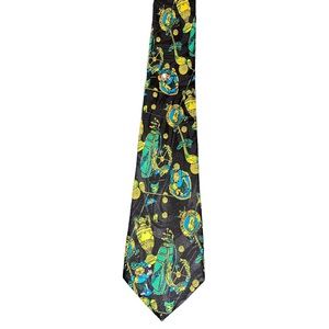 Picasso Handmade Men’s Necktie Golfing Garfield Navy And Green